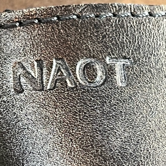 NAOT Leather Metallic Bronze Strappy Sandals Cork Made is Israel Sz 8 Rhinestone - Picture 7 of 14